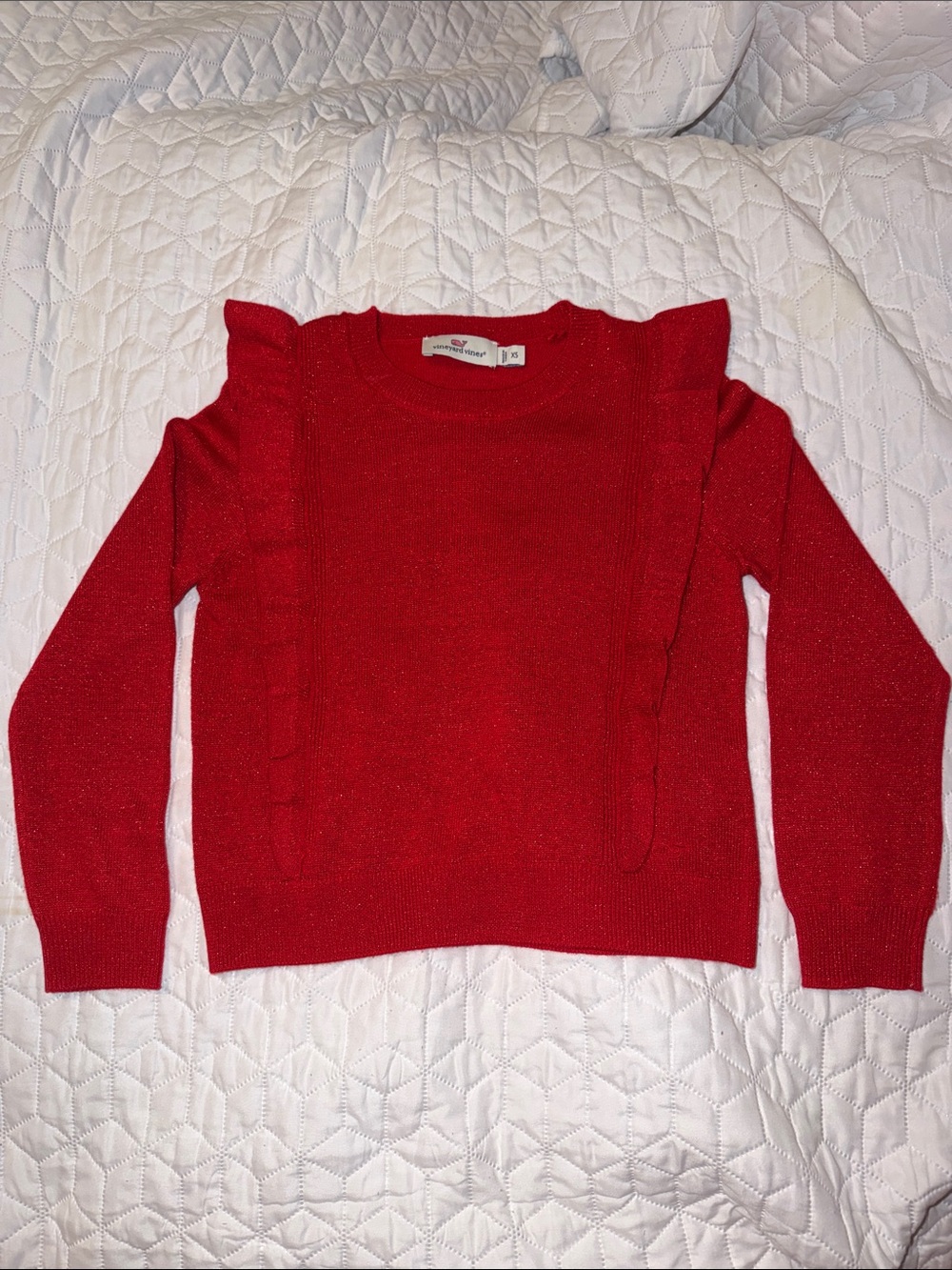 ❤️ Vineyard Vines Girls Youth XS Red Sparkle Sweater ❤️ EUC